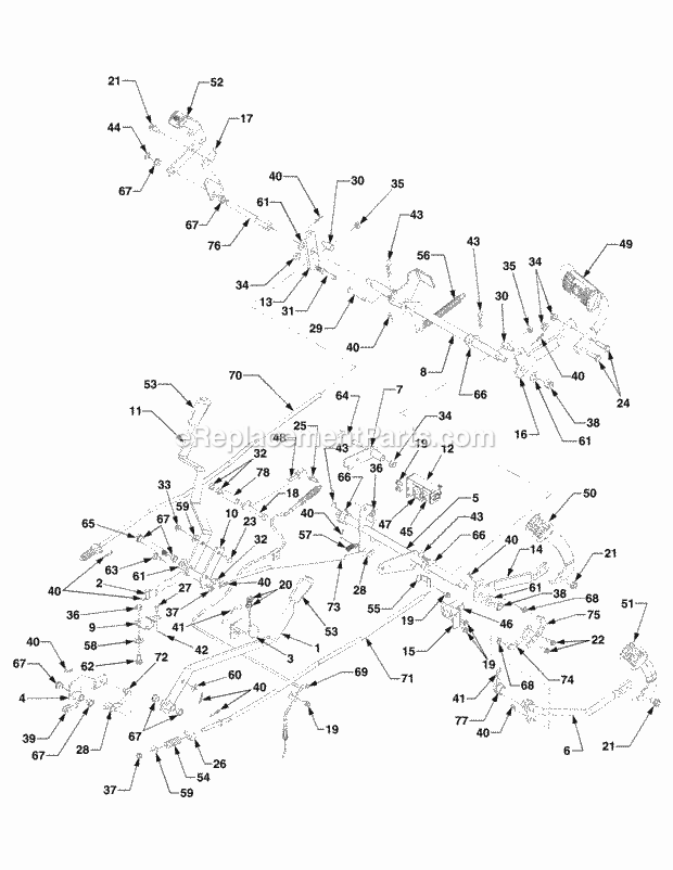 Controls 1b075g & After Diagram and Parts List for 5234DL 54AL544-710, 54BL544-710 Cub Cadet Lawn Tractor